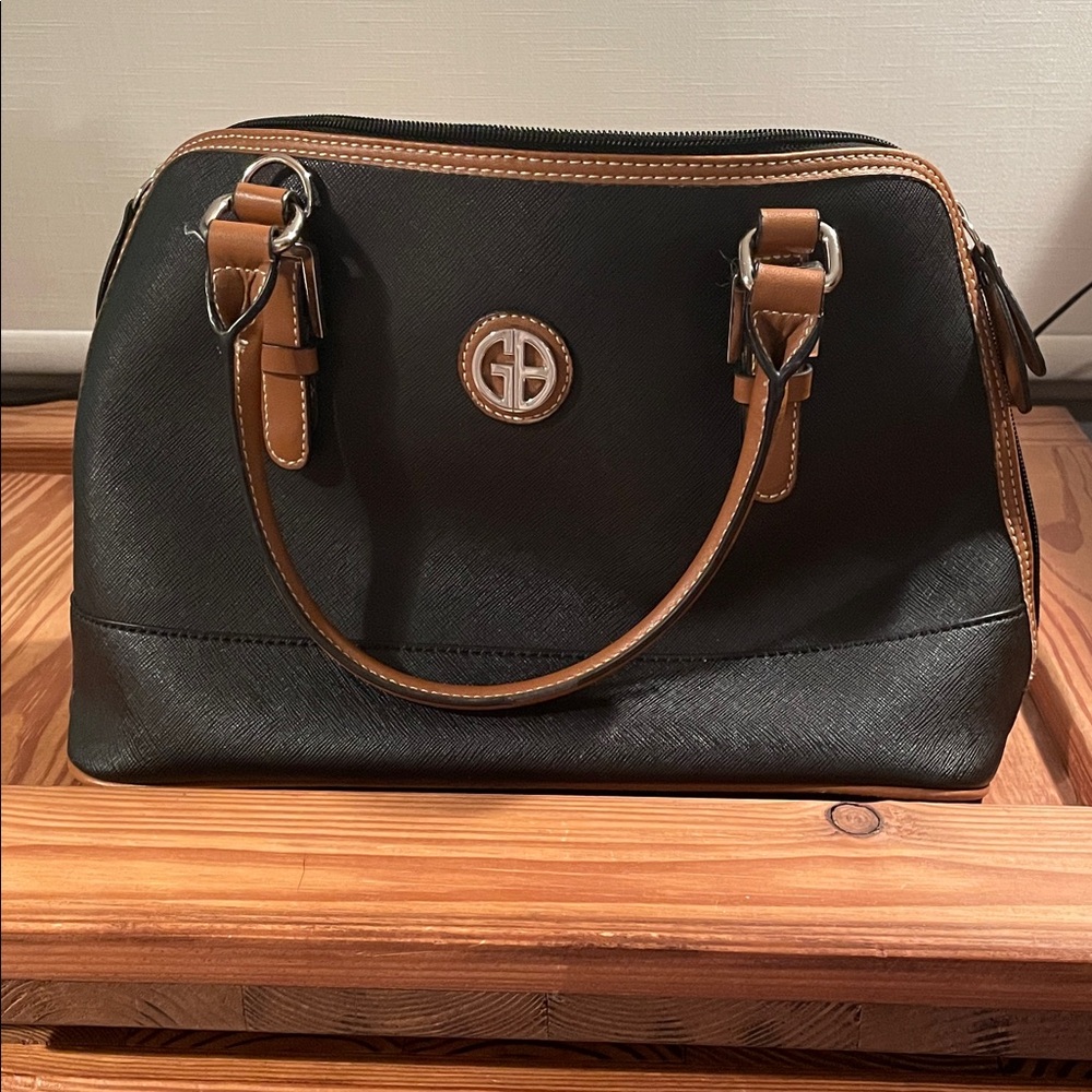 Gianni Bini Black Satchel with Brown Accents